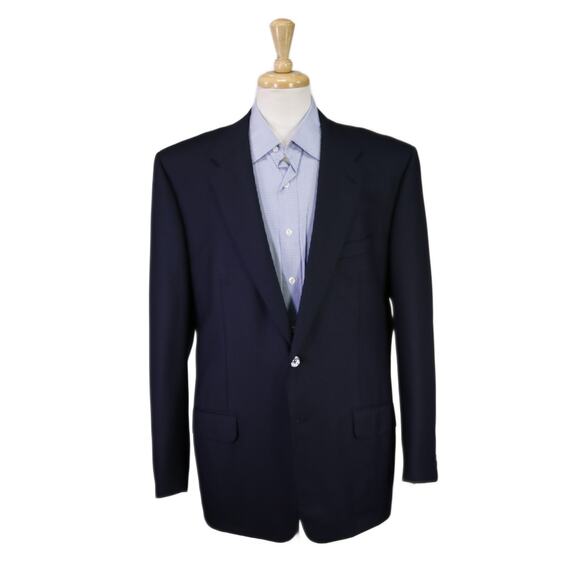 Corneliani Navy Blue Blazer Super 100's Wool Mother of Pearl Buttons Jacket 44R - Picture 1 of 10